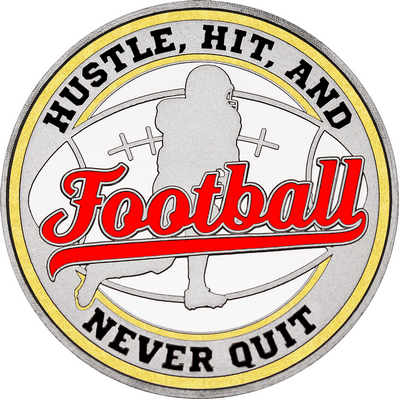 Red "Football" with Gold Outer Circular Borders